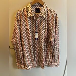 CADO men's brown print button down Size 2XL New With Tags